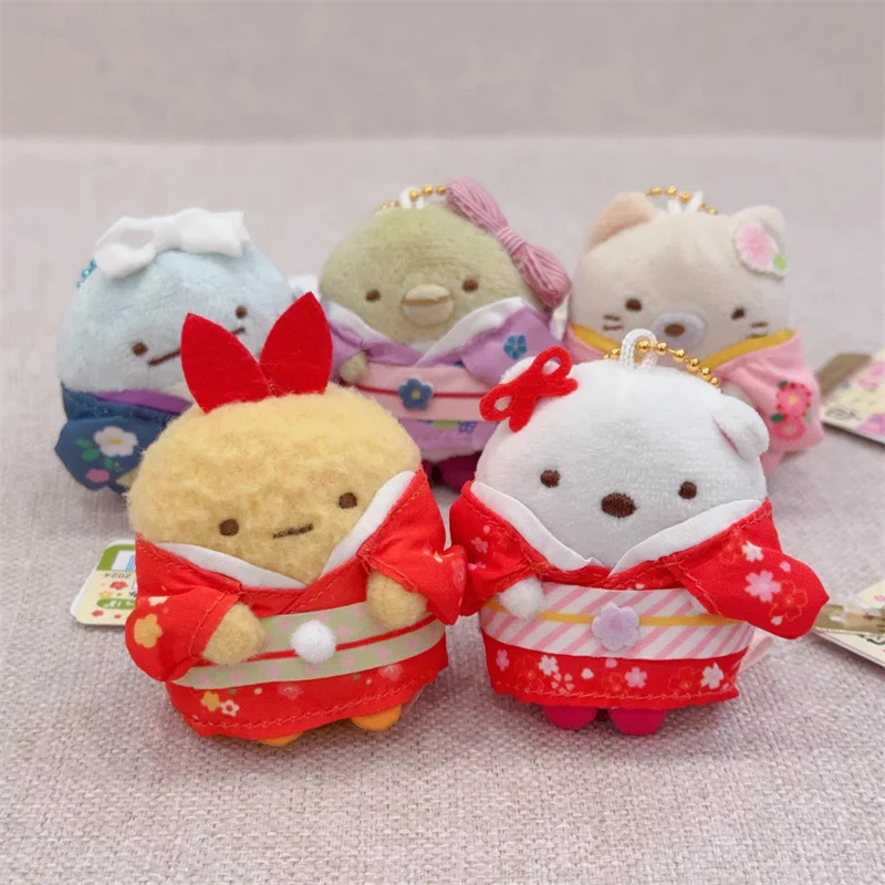 Фото Sumikko Gurashi кимоно плюшевый брелок-талисман брелок жареные креветки Neko Cat Kawaii милая сумка брелки очаровательная шариковая цепочка игрушки для девочек №2