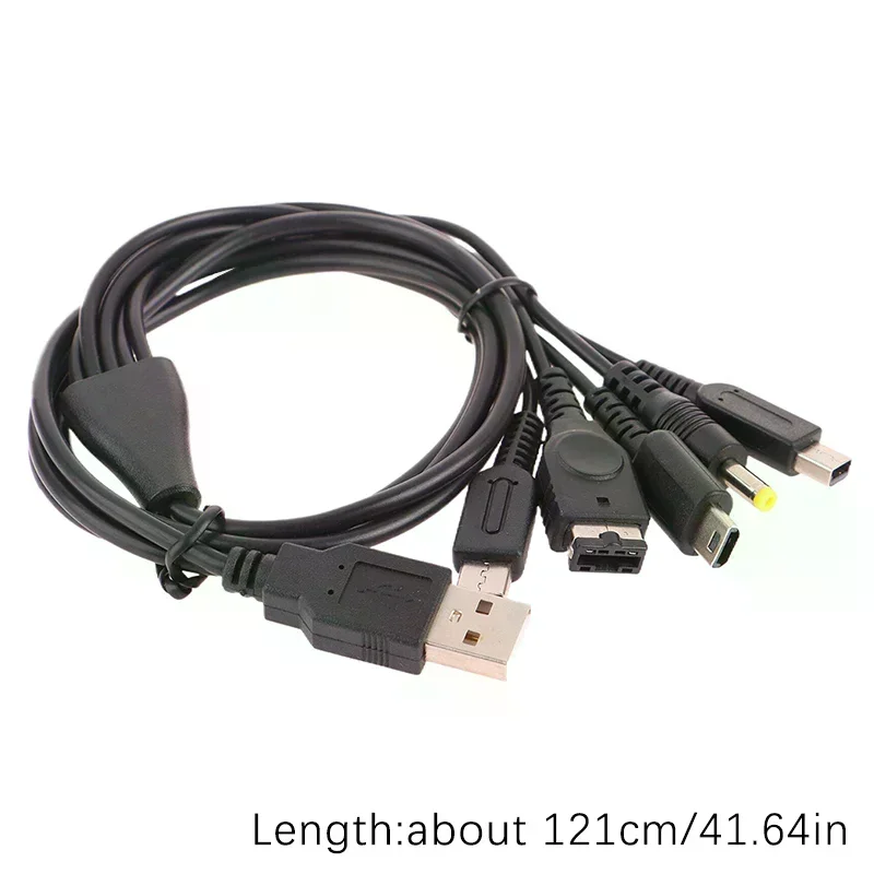 Фото Кабель для быстрой зарядки 1,2 м, 5-в-1 USB-кабель для зарядки игровых приставок, совместимый с New 3DS XL, NDS Lite, NDSI LL, Wii U, GBA, PSP №4