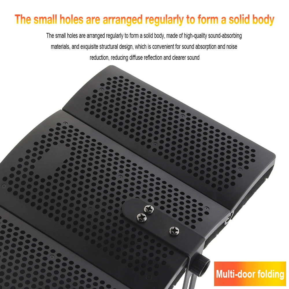 Microphone Isolation  Shield Tripod Pop Filter Shockproof Frame Set Curved Surface Wind Screen Foldable 3/8 to 5/8 Inch Screw