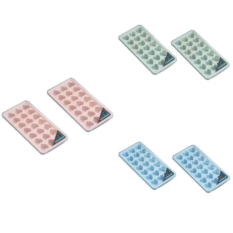 

2Pcs Silicone Ice Cube Heart Shaped Tray 21-Ice Cube Mould With Removable Lid, Flexible,For Whiskey & Cocktails