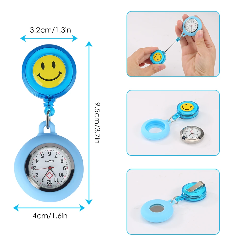 Quratz Nurse Watch for Women Gift Set Adjustable Mask Extension Belt Cute Smiling Clip-on Nurse Brooch Watch Mesa De Enfermera