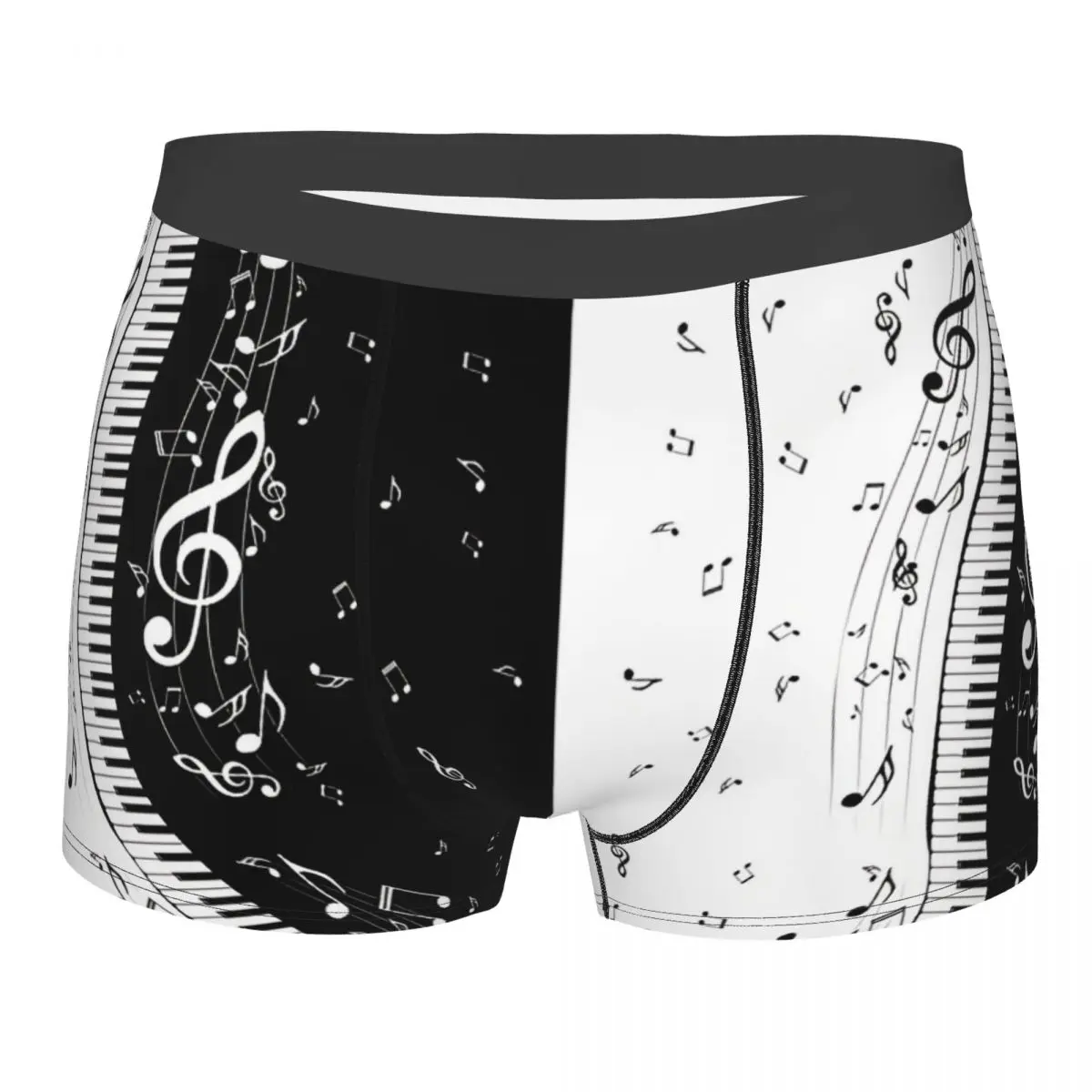 

Minimalistic Piano Keys Men Boxer Briefs Music Notes Breathable Funny Underpants Top Quality Print Shorts Gift Idea