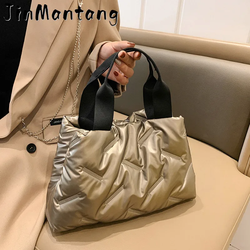 

Soft Warm New Fashion Space Handbag Nylon Cotton Casual Tote Bags For Women Large Capacity Commuter Handbag Female Underarm bag