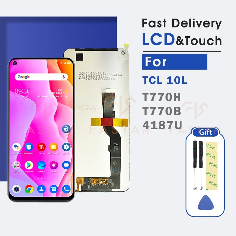 TCL 10L 6 53 &quotпротестированный для ЖК-дисплей T770H 4187U T770B с дигитайзером в сборе