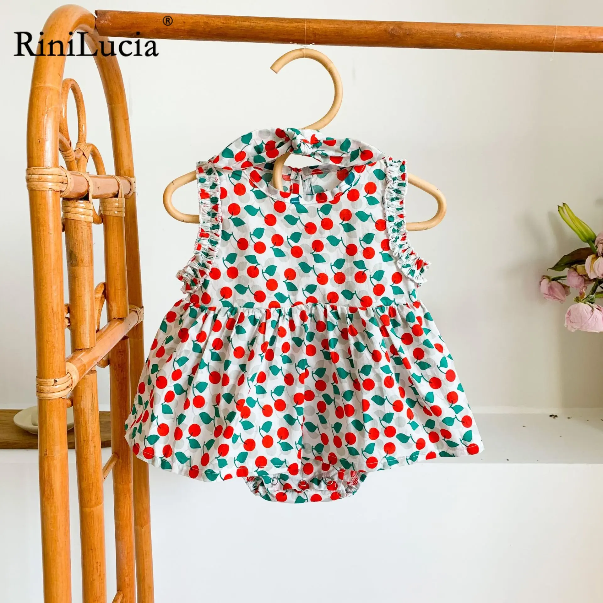 

Newborn Baby Toddler Girl Romper Dress Spring Summer Print Pleated Jumpsuit Kids Sleeveless Bodysuit Children Clothing
