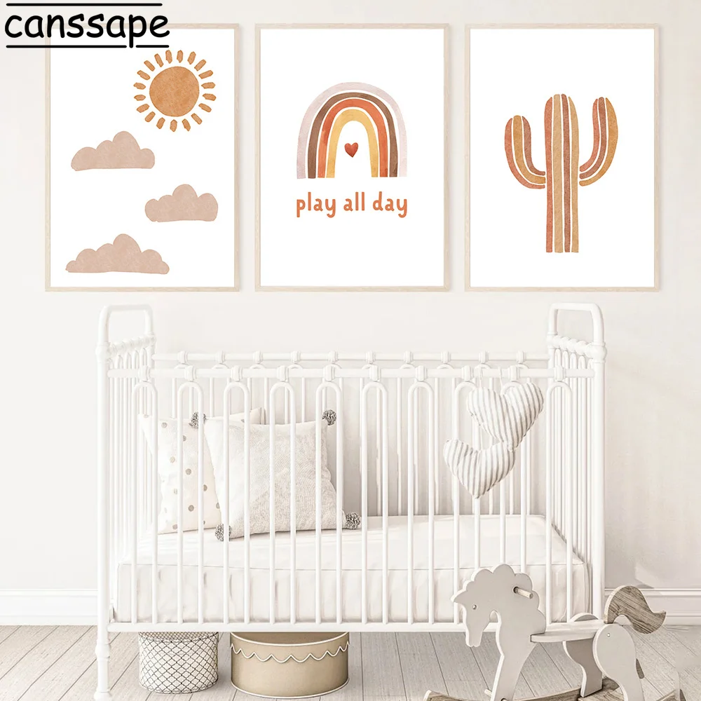 Настенный художественный постер в стиле бохо медведь Ранняя Радуга любовь