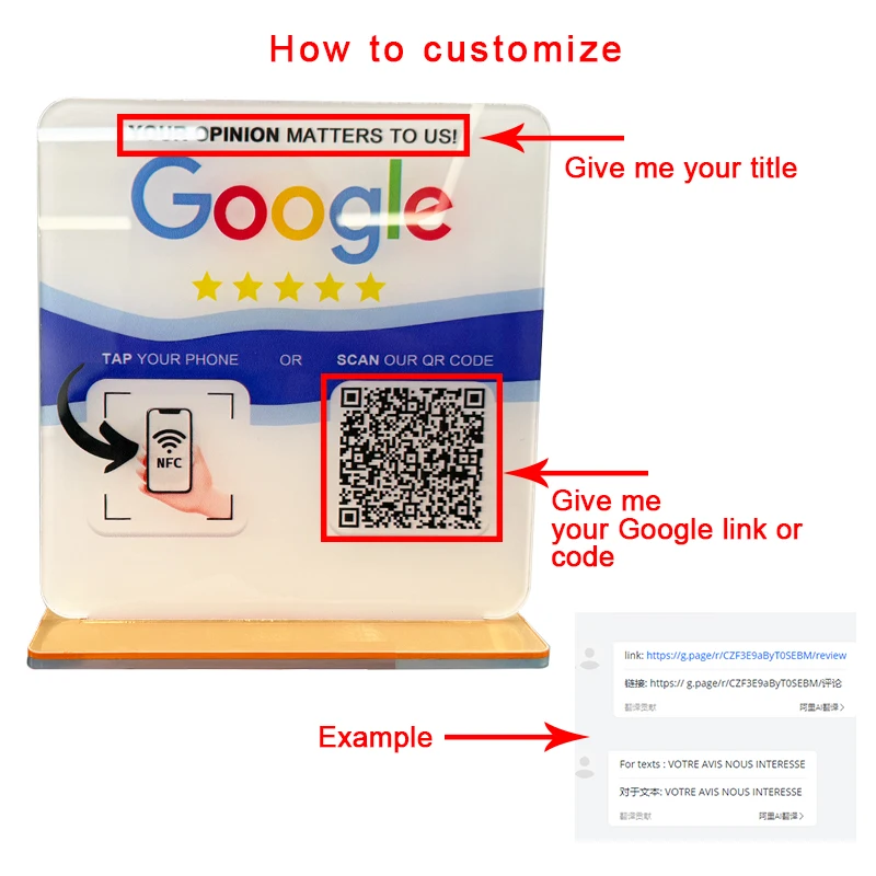 Логотип Google индивидуальный сканер QR-кода деловая пластина с золотым кронштейном