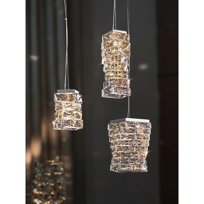 Modern luxury Dimming crystal chandelier home living bedroom creative bedside pendant lamp hanging light fixture indoor lighting