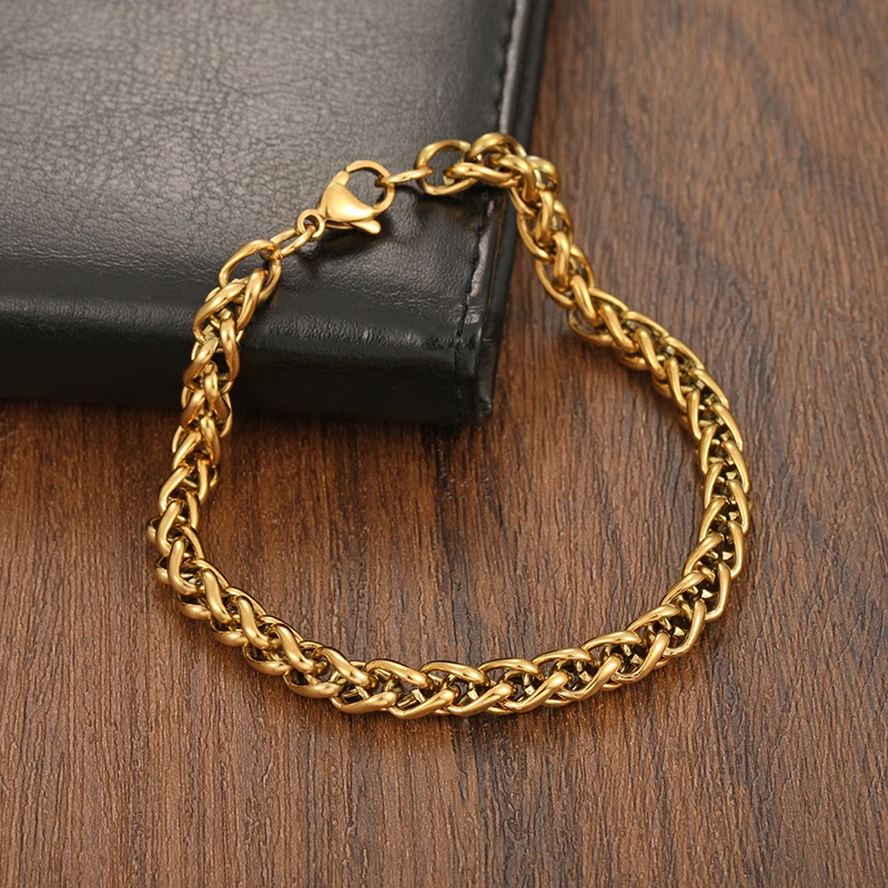 

New TeHao Men And Women Stainless Steel Chain Bracelet Punk Casual Curb Cuban Chain BraceletBangle Wholesale