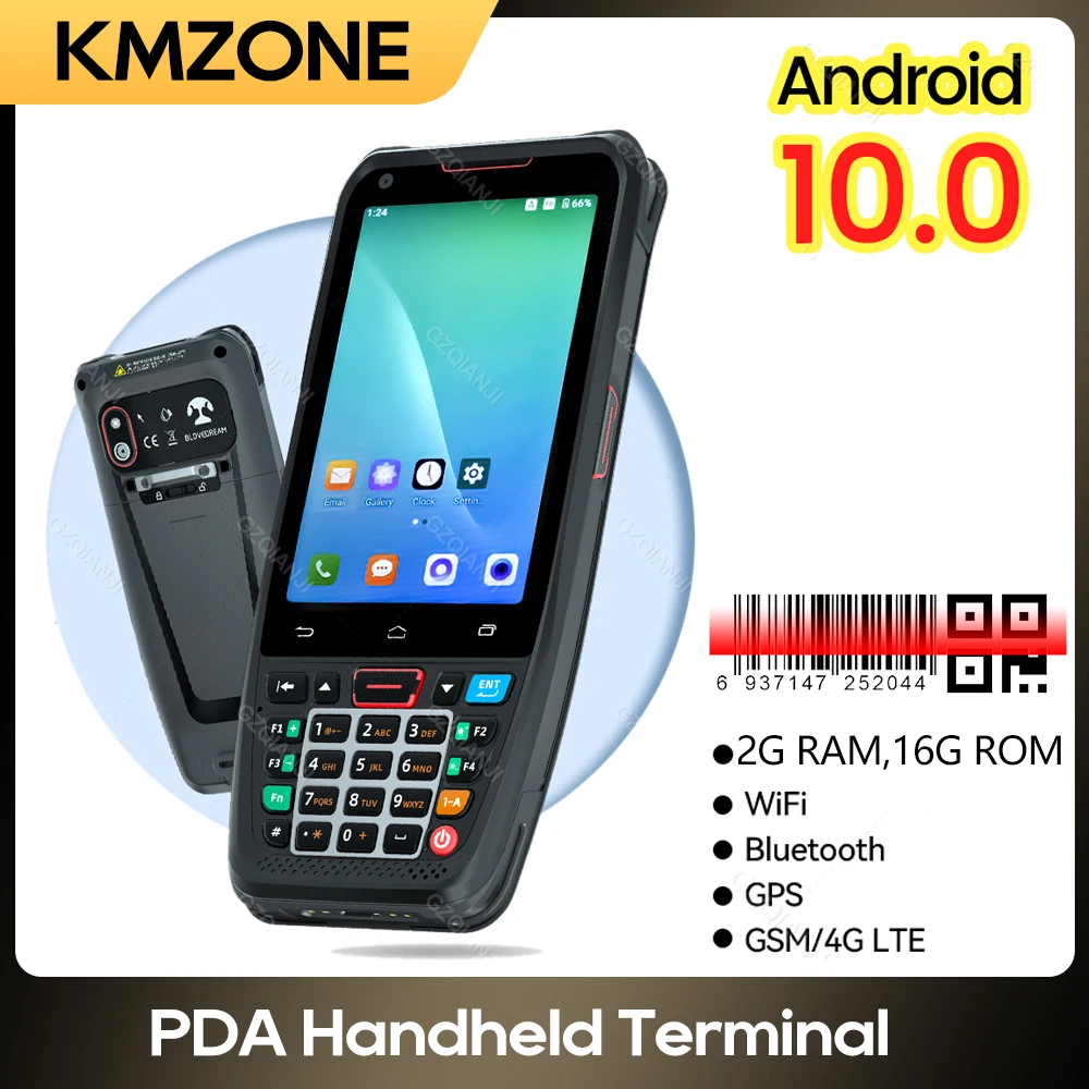 

Rugged Handheld PDA Android 10.0 Terminal 1D 2D Scanner Barcode Reader 4G WiFi GPS Warehouse PDA Data Collector Inventory