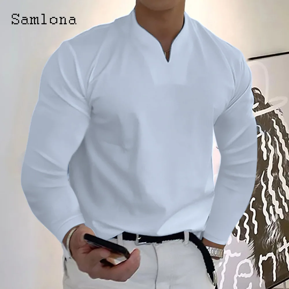 Plus Size 4xl 5xl Mens Fashion T-shirt Solid Basic Top Streetwear 2023 New Spring Casual Pullovers White Khaki Tees Clothing 5XL