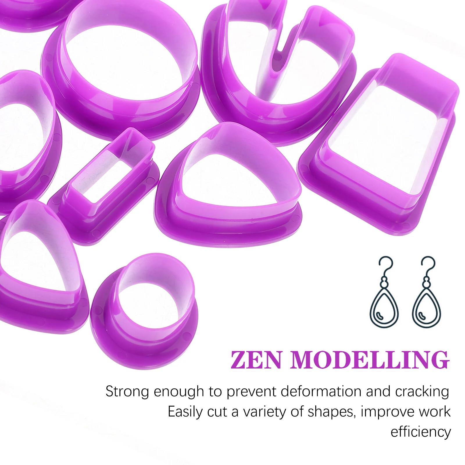 

18 Pcs Circle Clay Polymer Cutters Piece Set Earring Kit Jewelry Making Supplies Purple Plastic Earrings