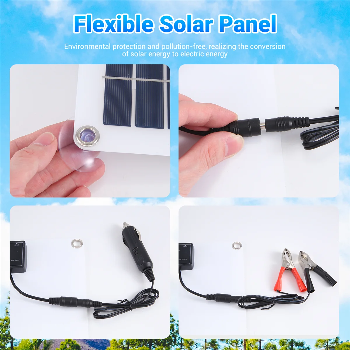 Солнечная панель 15 Вт солнечная батарея 12-18 В для телефона автофургона MP3