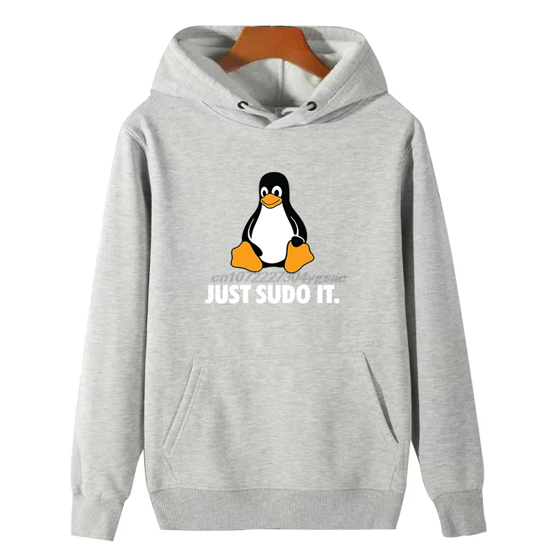 Толстовки с капюшоном рисунком Just Sudo It операционная система Linux Tux Penguin зимние
