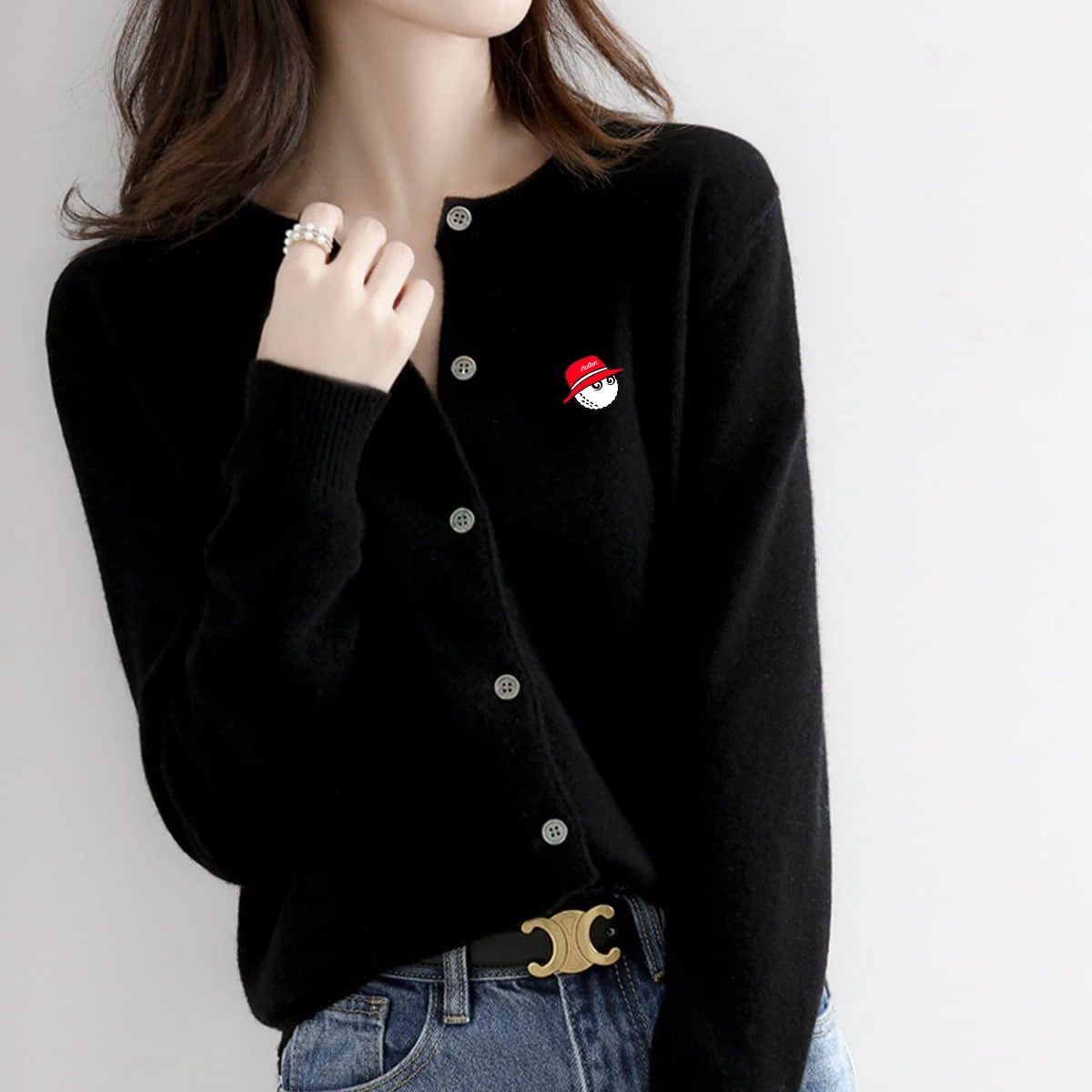 

Women's Sweaters Luxury Brand Malbon Wool Cardigan Women's Slim Fit O-Neck Clothing Coats Street Harajuku Fashion Sweaters