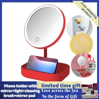 mobile phone desktop stand vanity mirror mode with storage belt mirror pad rechargeable cleaning brush live watching drama