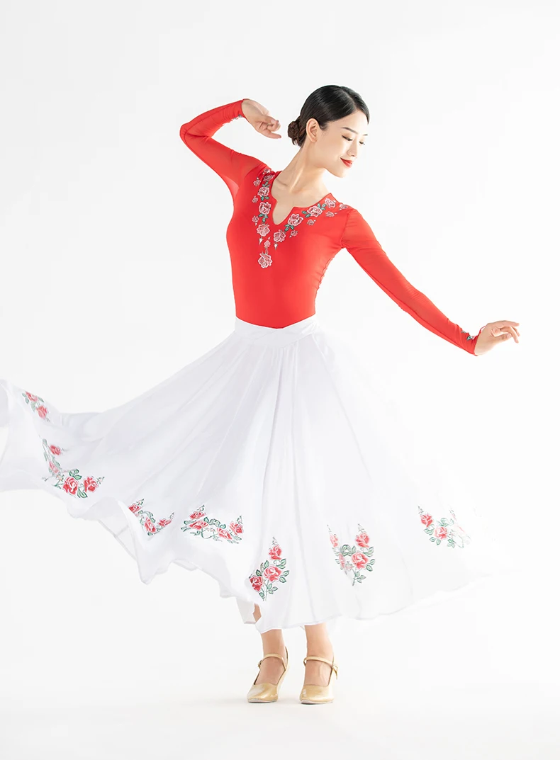 

Folk dance long skirt Ballet dress dance skirt adult women's dance lace skirt