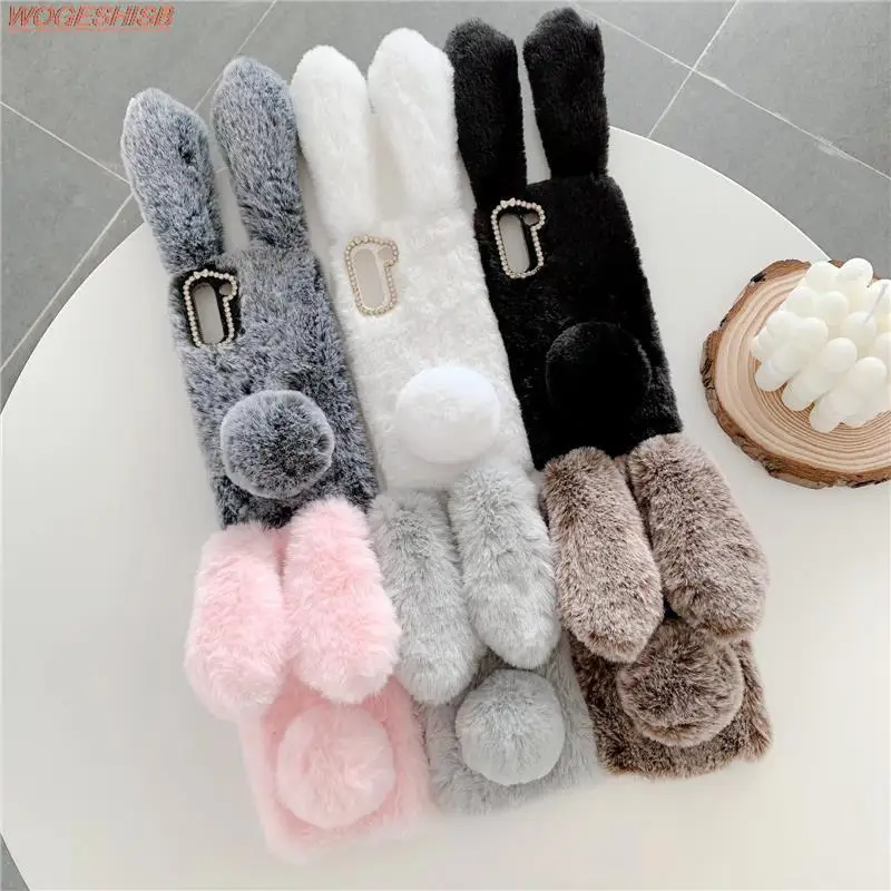 

Soft Plush Case For Samsung Galaxy M10 M01 M02 M11 M21 M31 M51 M12 M22 M32 M52 M62 M13 M23 M33 M53 Furry Rabbit Bunny Fur Cover