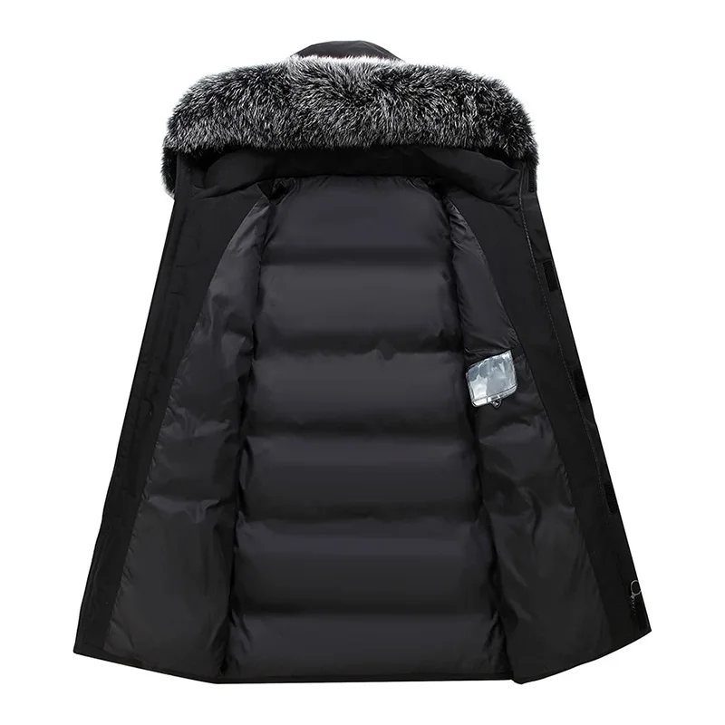 2022 New Hot Winter Mens Down Jacket Long Hooded Fur Collar Parka Thicken Warm Windproof Down Jackets Men Outdoor Snow Parkas
