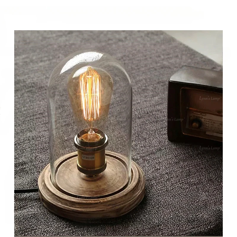 

Лампа Эдисона в стиле ретро, настольная лампа с регулируемой яркостью, теплое и романтичное освещение из массива дерева