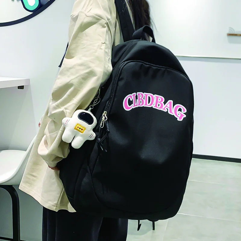 

Black Women's Nylon Backpack Cute Girls Preppy Style School Bag Large Capacity Travel Rucksack Ladies Anti Theft Canvas Mochila
