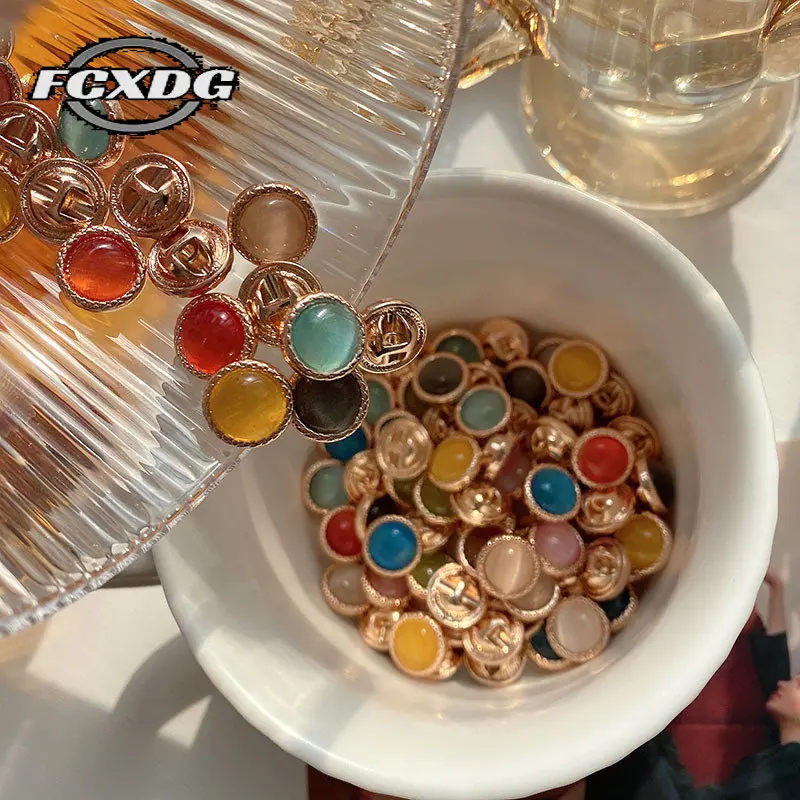 

FCXDG 10pcs Metal Sewing Buttons Women's Clothes Dresses Shirts Knit Sweaters Decorative Buttons Fashion Round Small Buttons