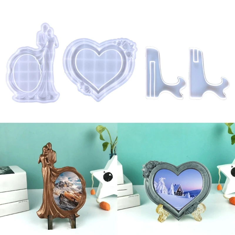 

Silicone Plate Holder Casting Molds Table Storage Stand Heart Photo Frame Mold