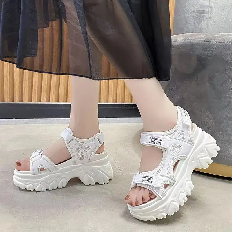 2022 Summer Women Wedge Sandals Transparent PVC Crystal Chunky Platform Shoes Woman Rainbow Thick Bottom Sandalias Verano Mujer