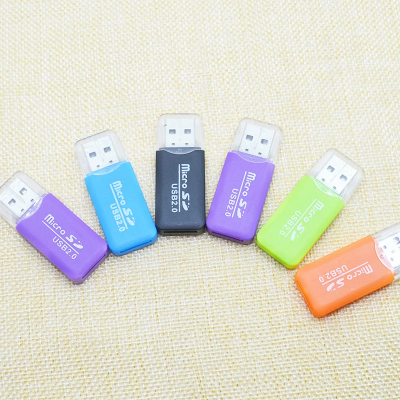 USB 2.0 Mini Memory Card Reader High Transfer Speeds Plastic Card Reader For TF SD Card Unlimited Random Color Multi-Function