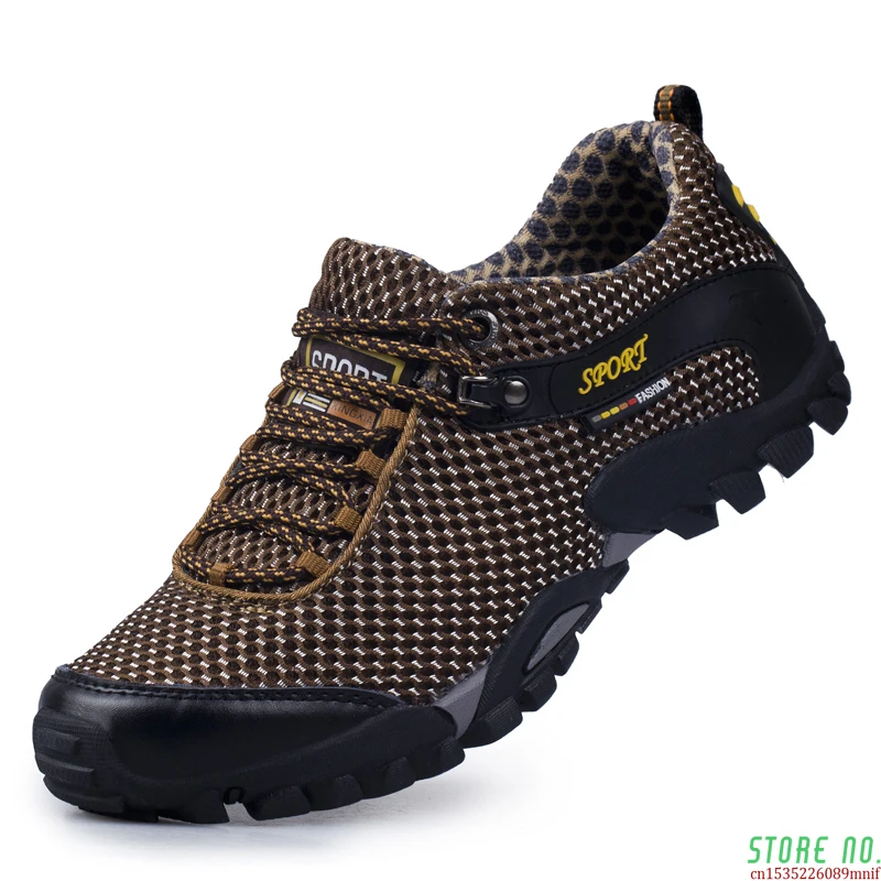 

Newest Genuine Leather Men Sneakers Mountain Trekking Shoes Non Slip Rubber Sole Sports Camping Tracking Shoes Outdoor Man Boot