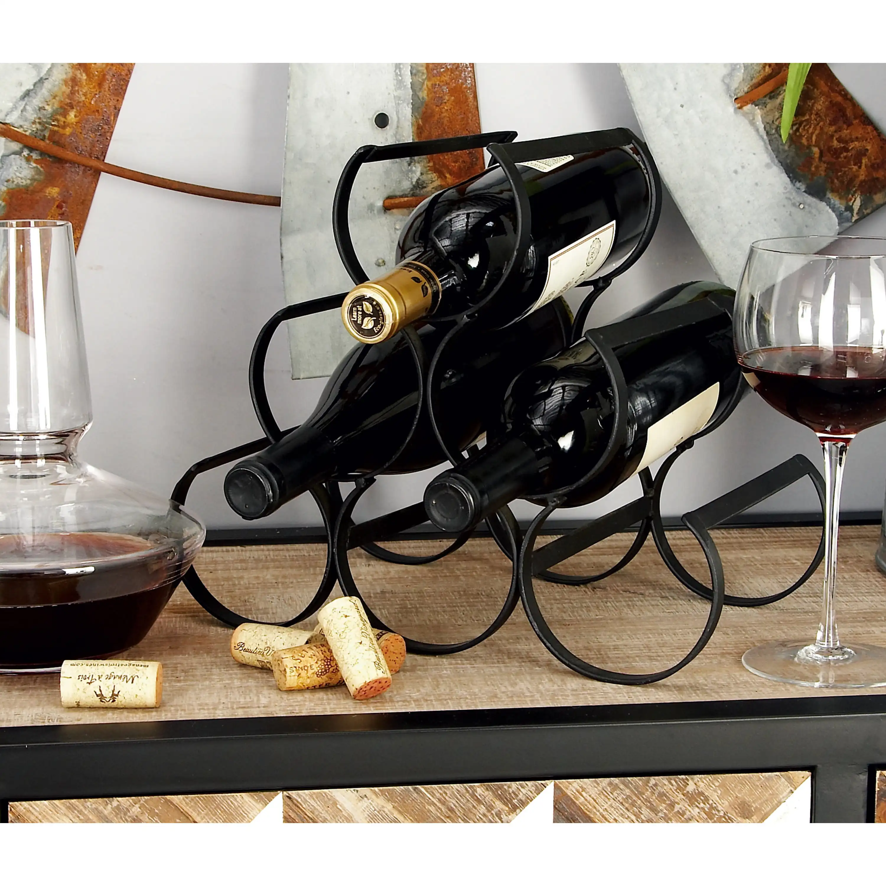 12" x 10" Black Metal 6 Bottles Wine Rack, 1-Piece