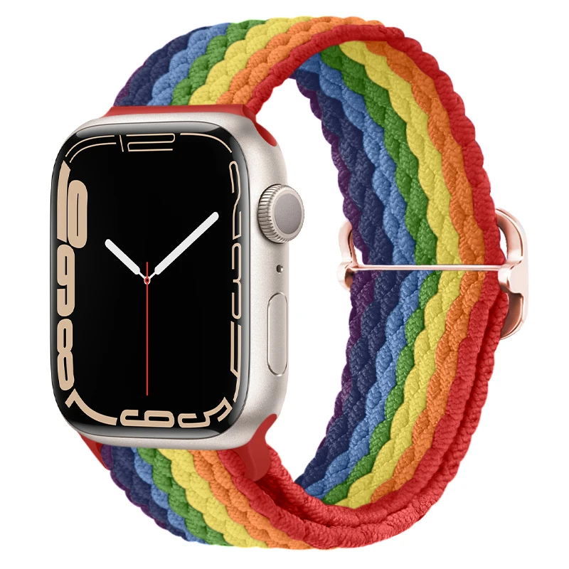 

Braided solo loop For Apple Watch band 44mm 40mm 45mm 41mm 42mm 38mm Nylon Elastic belt Bracelet iWatch serie 3 4 5 SE 6 7 Strap