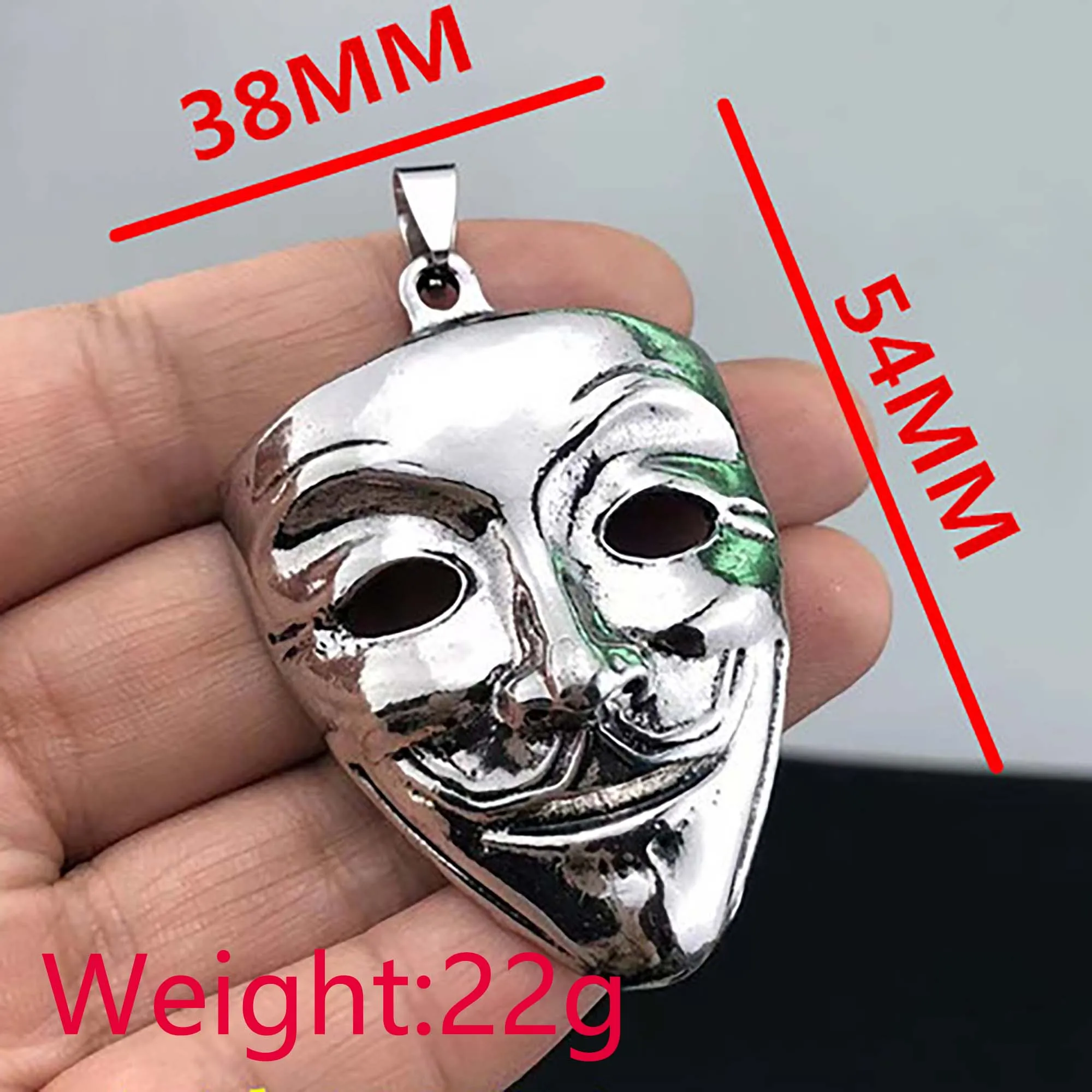 1PCS-10PCS/Lot 54x38mm Silver Punk Ghost Mask Pendant DIY Men and Women Necklace Bracelet Keychain Jewelry Charm Accessories