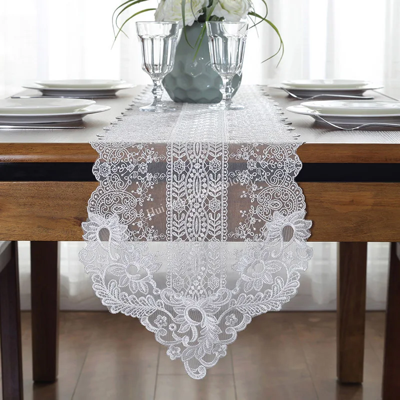 Скатерть с вышивкой в Европейском стиле Белый Свадебный дорожник красивая