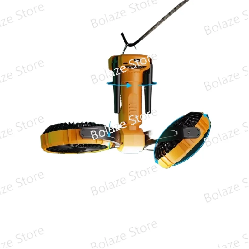 Вентилятор для кемпинга с двойной головкой и подсветкой аккумулятор аварийного