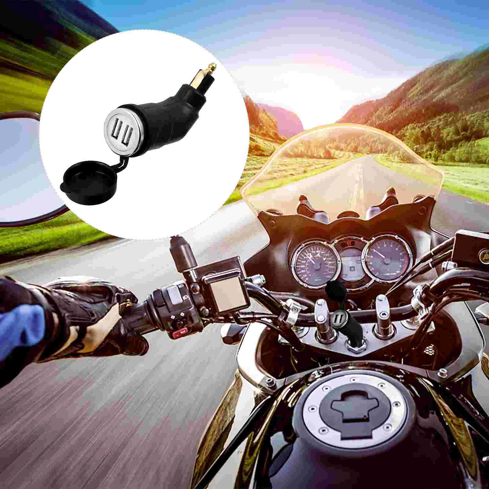 

1pc Motorcycle Charger USB Dual Ports Adaptor Fast Power Charger (Plug)