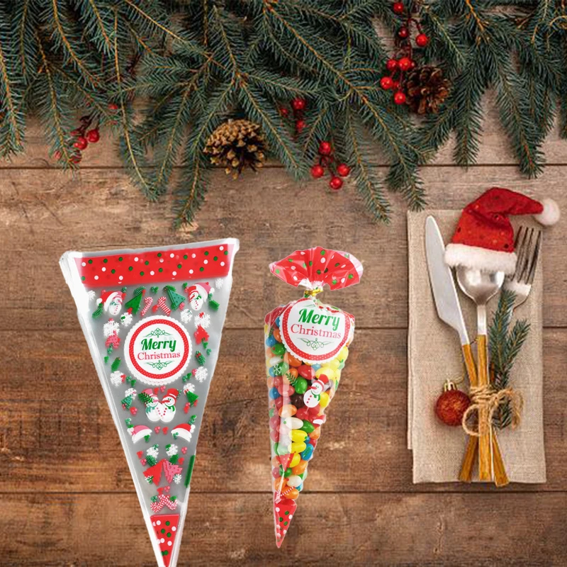 100 рождественских мешков с конусами рождественские шляпы снежные фигурки