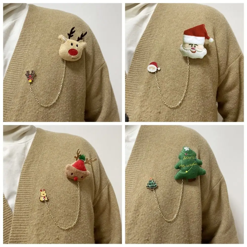 Украшение одежды Рождественская брошь Снеговик Лось Санта-Клаус плюшевая