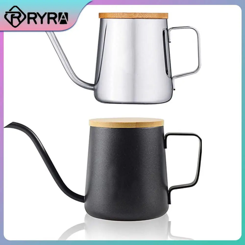 350ml Stainless Steel Gooseneck Coffee Kettle Long Narrow Spout Coffee Pot Hand Drip Kettle Tea Pot With Lid Kitchen Accessories