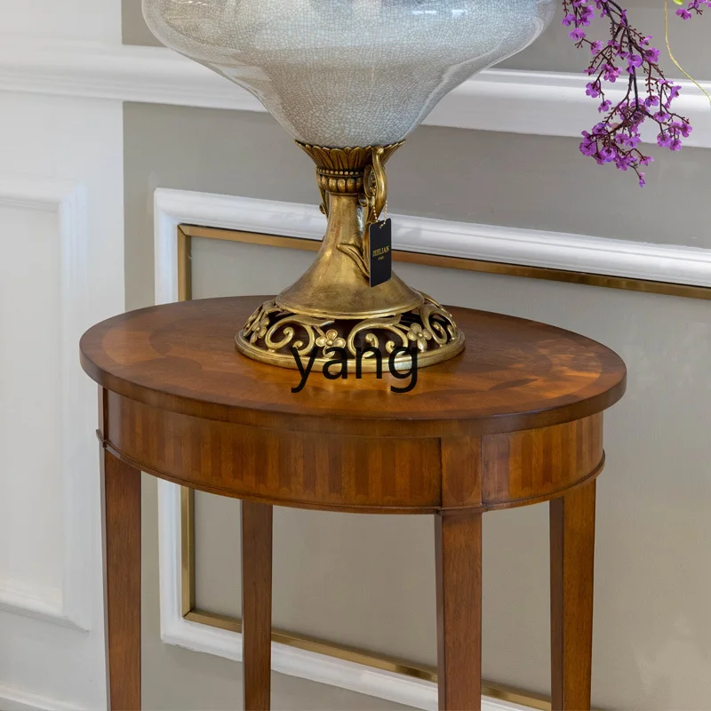 LT китайский ретро паркет из цельного дерева коричневый узор овальный уголок