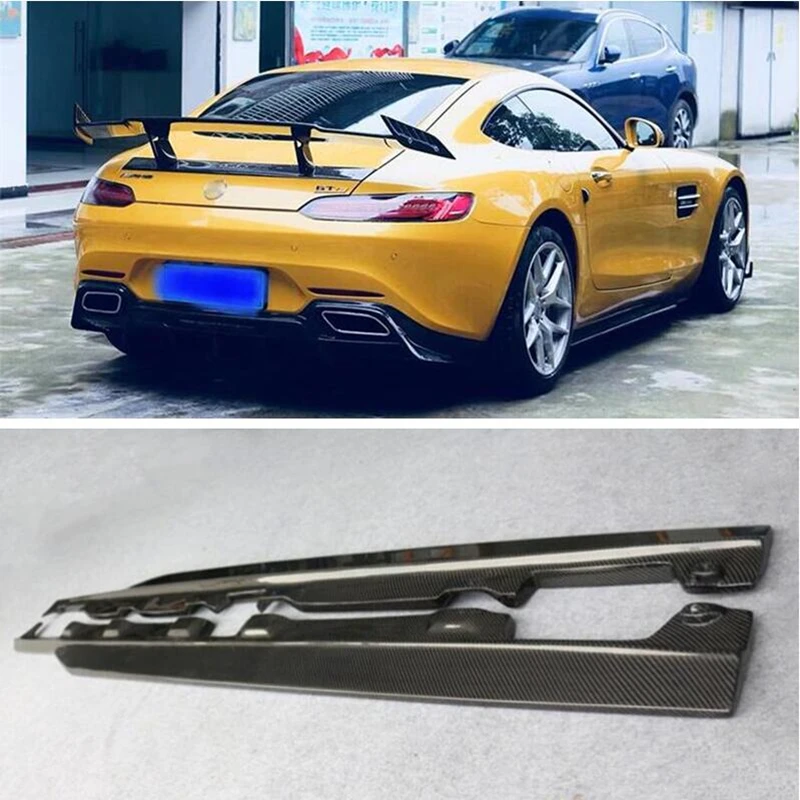 

High Quality REAL Carbon Fiber Body Side Skirt Kit Spoiler Lip Splitters For Mercedes Benz AMG GT GTS GTC GTR 2015-2023