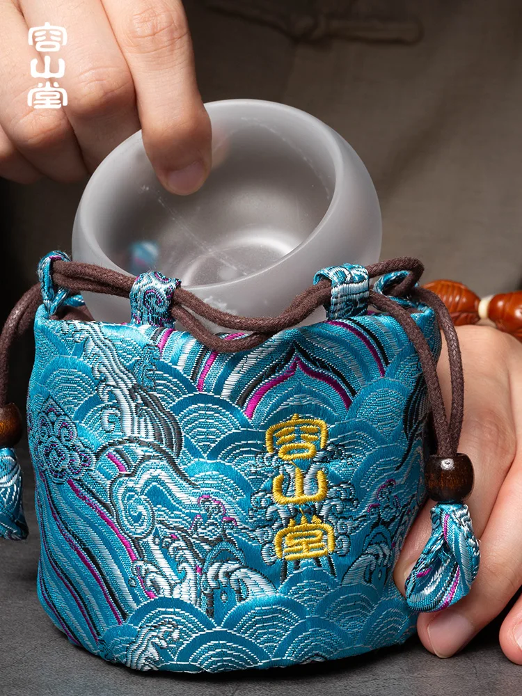 Стеклянная чашка для чая с плавающими цветами портативного одноместного гайwan