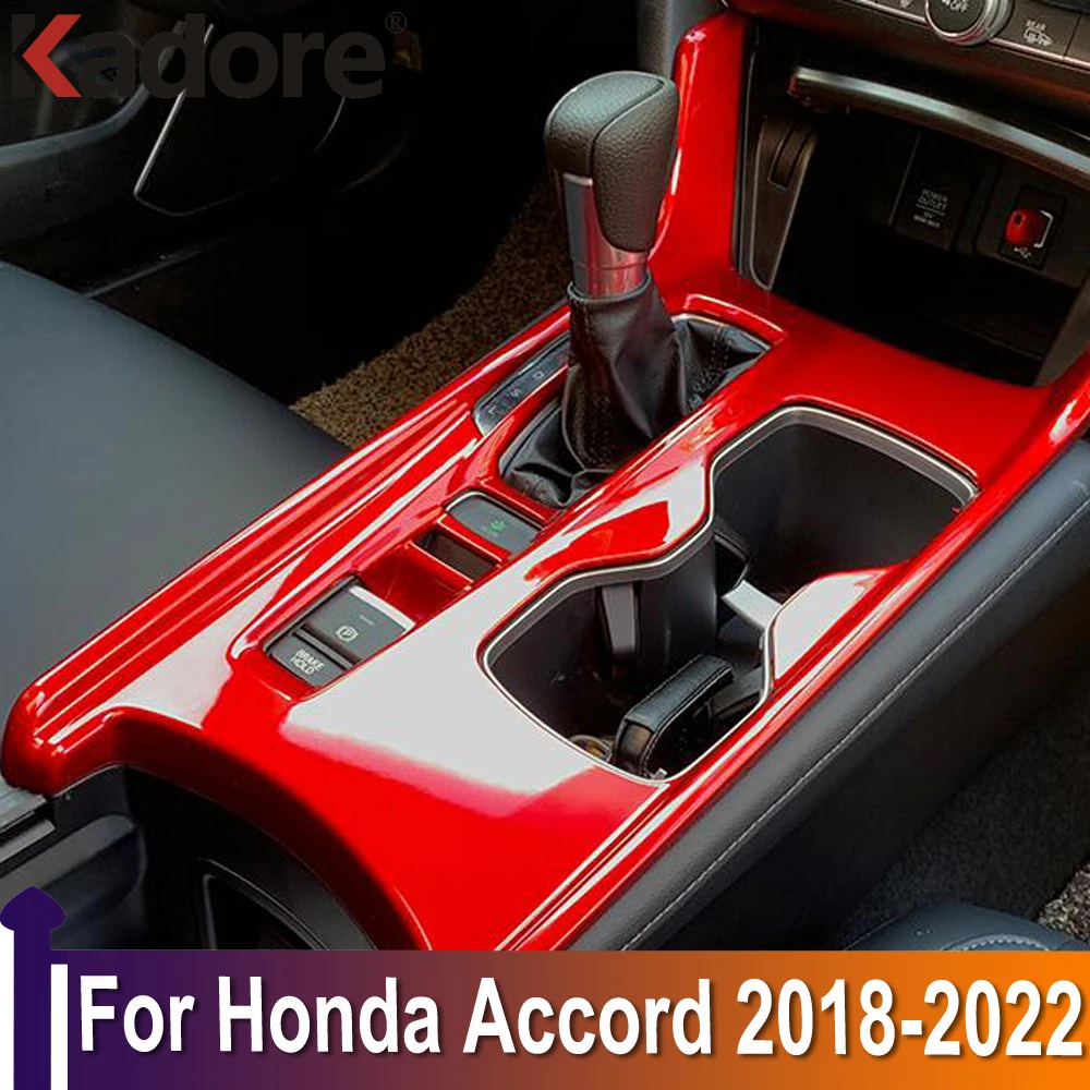 

For Honda Accord 2018 2019 2020-2022 Reds Carbon Fiber Gear Shift Panel Cover Decoration Trim Interior Accessories Car Styling