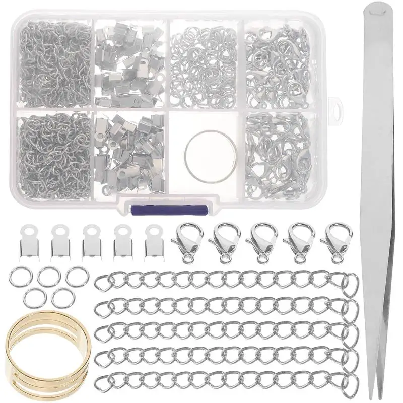 

1 Box Jewelry Lobster Clasps DIY Crimping End Clasps Jump Rings Crafts Making Supply