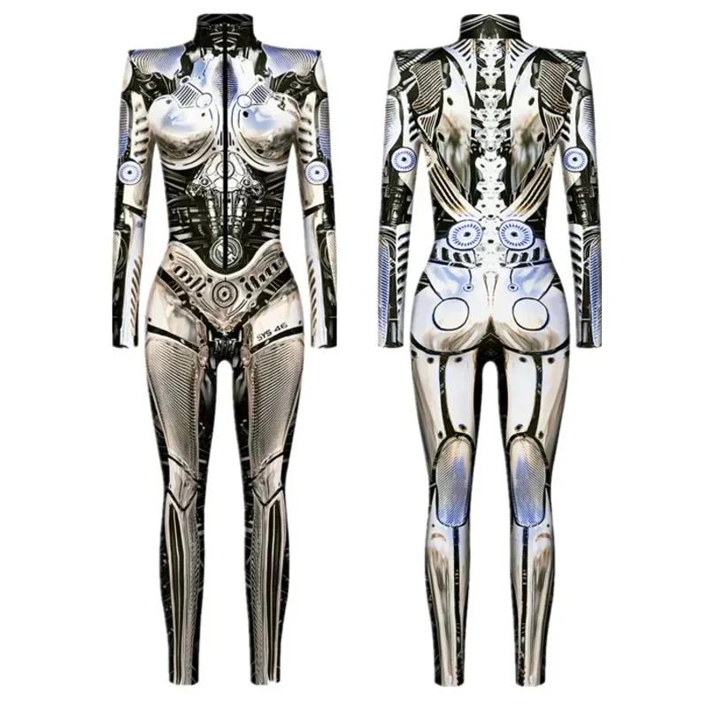 Фото ( # ^.^ # Новый робот-костюм в стиле панк 2026: сексуальный женский комбинезон-зентай для киберпанк-косплея на Хэллоуин →_→ПОДРОБНЕЕ №4