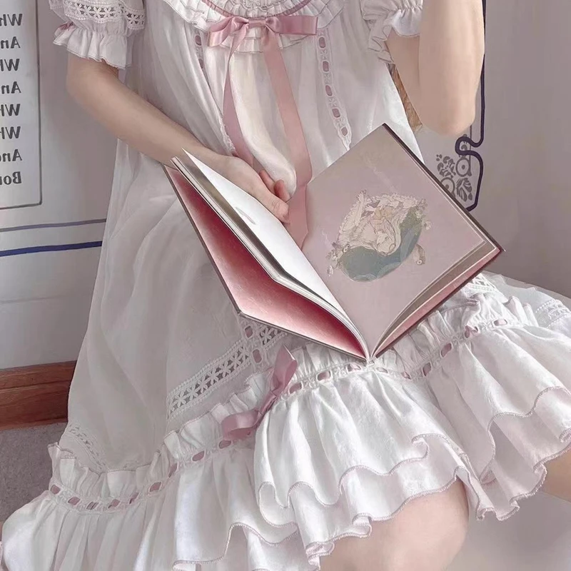 Весенне-осенняя ночная рубашка с бантом для молодых девушек кружевная милая