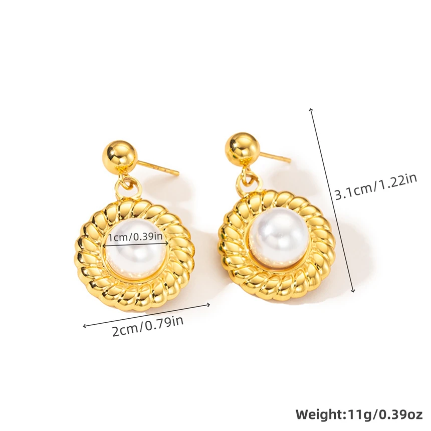 Французские винтажные простые серьги из нержавеющей стали 316L с жемчужинами и