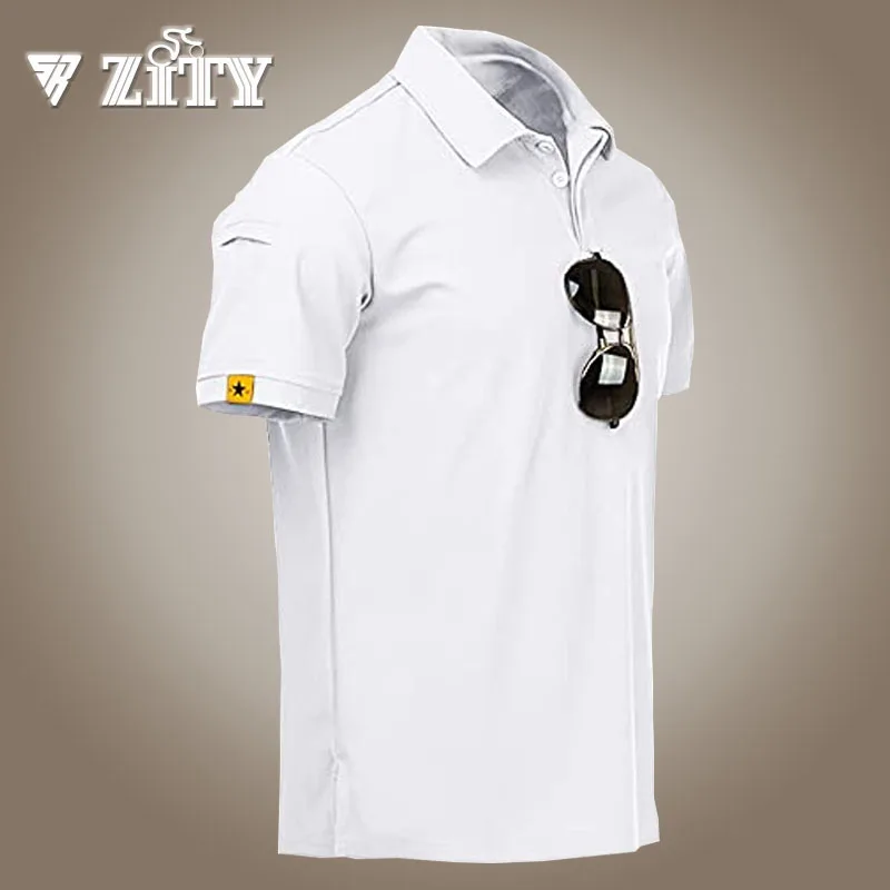 ZITY New Polo Shirt Men Short Sleeve T-Shirt Male Sports Golf Running T Shirt Tops Casual Military Tactical Polos Men T-shirts