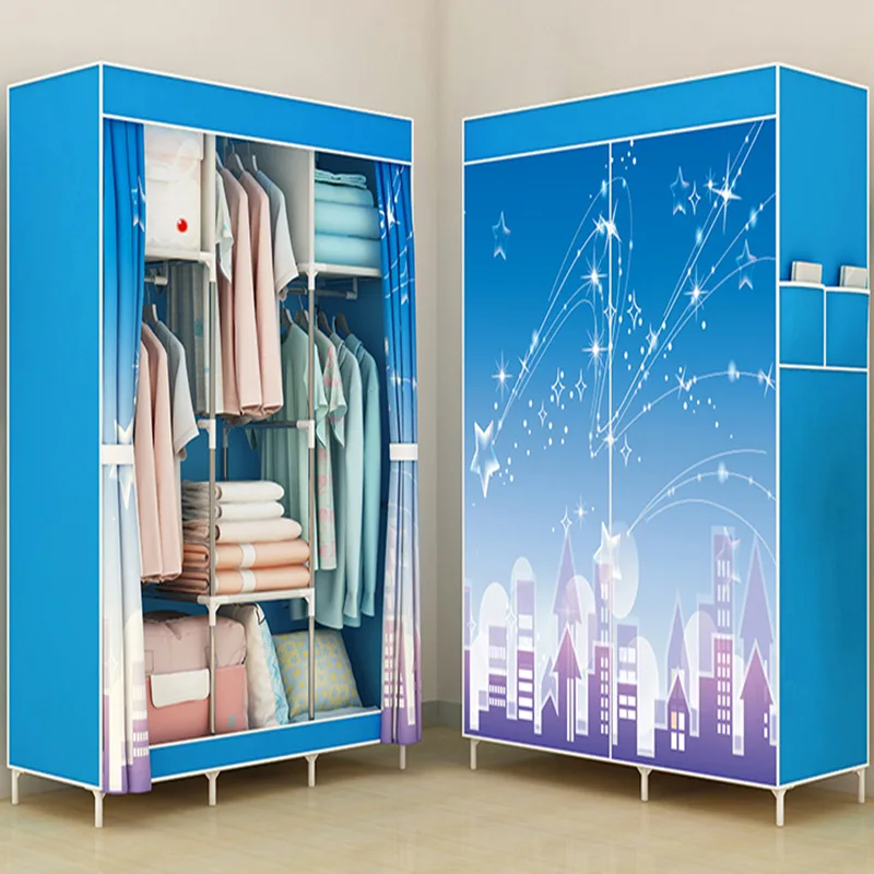 Тканевый гардероб с железной арматурой для хранения вещей по системе "сделай сам" с защитой от пыли, простая складная стойка мебели органайзер на полу