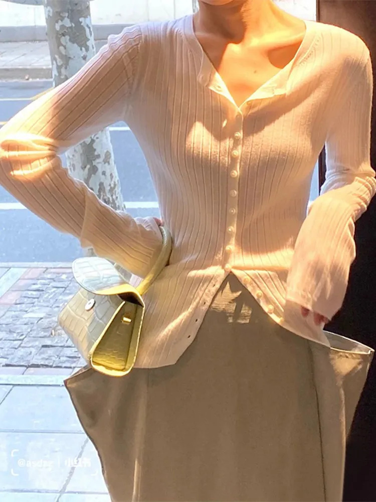 

Женская трикотажная рубашка на пуговицах, свитер из 100% шерсти, весна-осень